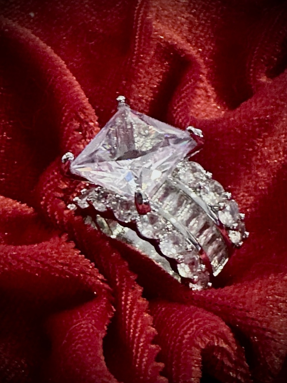 Silver Princess Cut  CZ Ring
